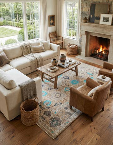8' 9 x 10' 5 Hand Knotted Oushak Wool Rug