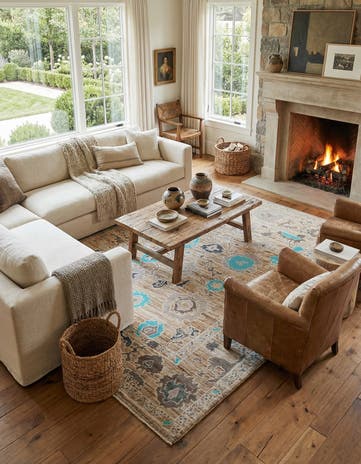 8' 9 x 10' 5 Hand Knotted Oushak Wool Rug
