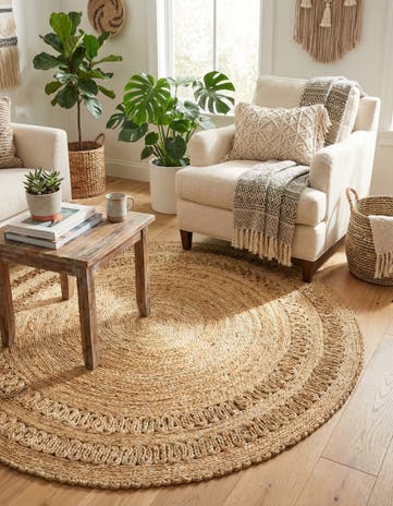 Natural Handmade Braided Jute Round Rug