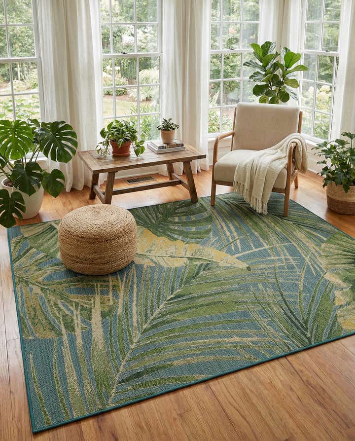7' 10 x 10' Easy-Clean Botanical Indoor / Outdoor Rug