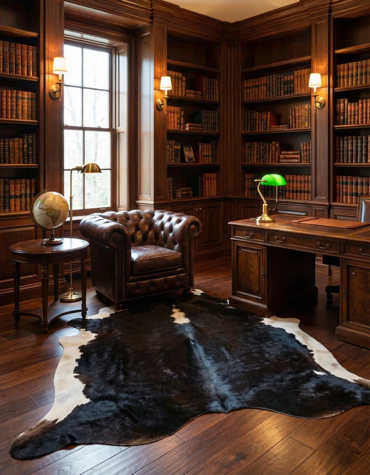 Detail image of 6' 2 x 7' 7 Cowhide Leather Rug