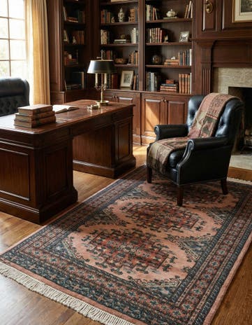 4' 4 x 5' 5 Hand Knotted Bokhara Oriental Wool Rug