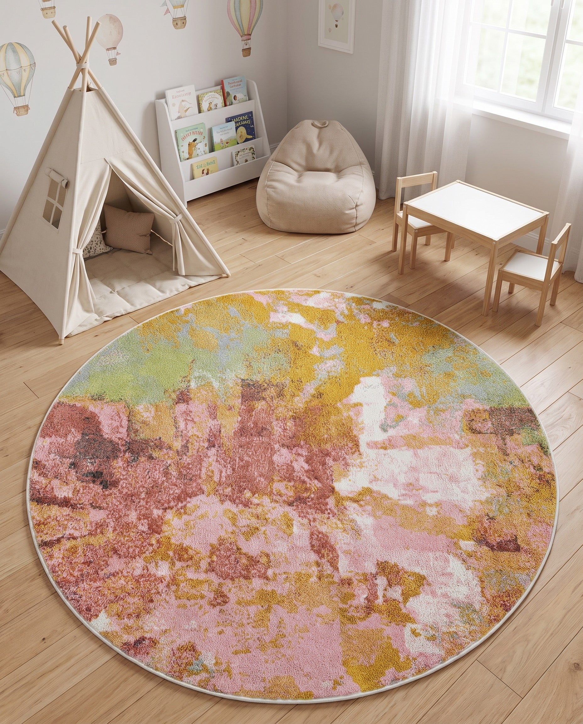 5' 1 x 5' 1 Abstract Whimsy Kids Round Rug