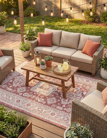 5' 3 x 8' Easy-Clean Aztec Indoor / Outdoor Rug
