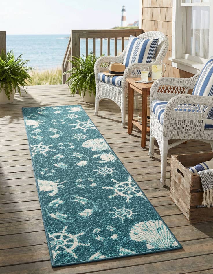 Detail image of 2' x 8'  Washable Coastal Indoor / Outdoor Runner Rug