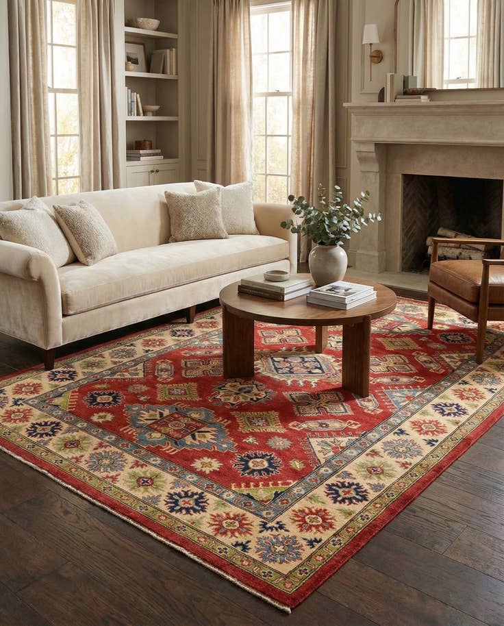 Detail image of 6' 7 x 9' 7 Hand Knotted Kazak Rug