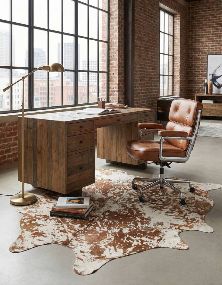 Detail image of 6' 7 x 7' 7 Cowhide Leather Rug