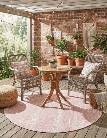 4' x 4' Easy-Clean Bohemian Indoor / Outdoor Round Rug