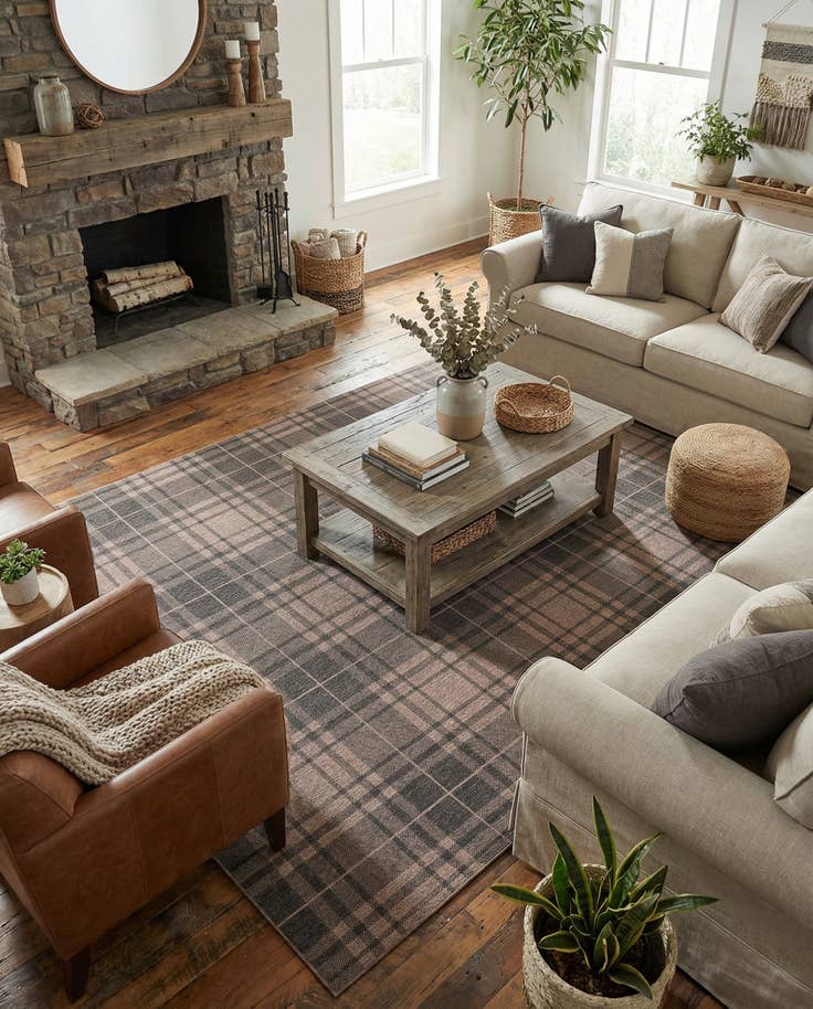 Detail image of 10' x 14' Easy-Clean Checkered Indoor / Outdoor Rug