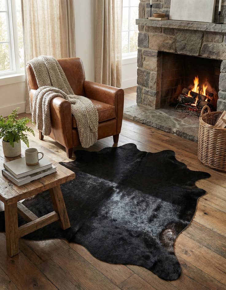 Detail image of 2' 1 x 2' 10 Cowhide Leather Rug