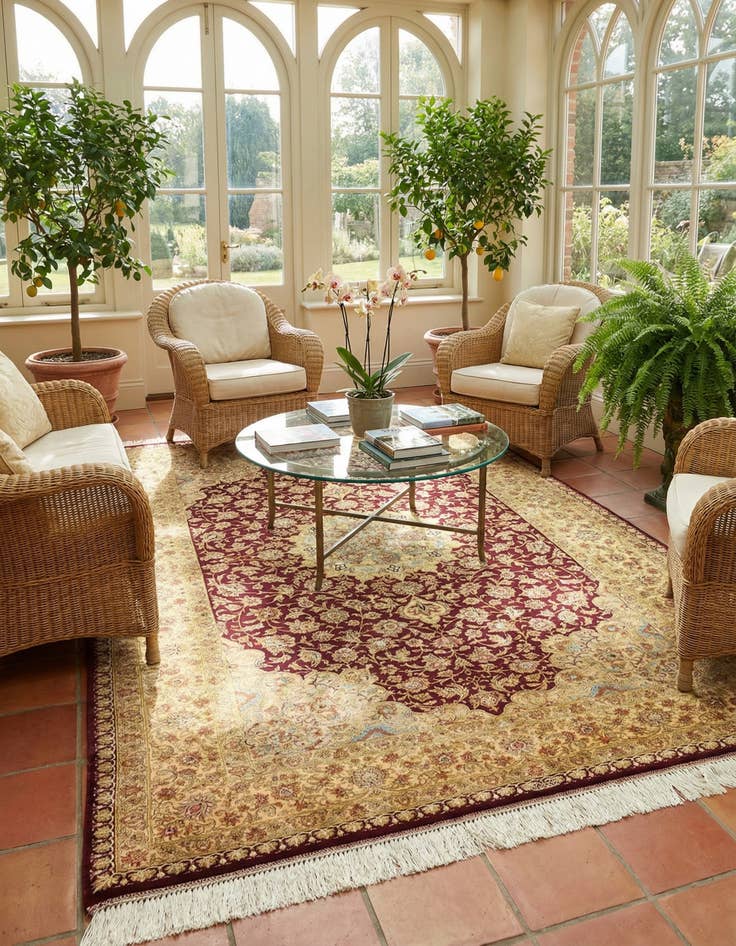 Detail image of 5' 2 x 7' 9 Ghom Silk Rug