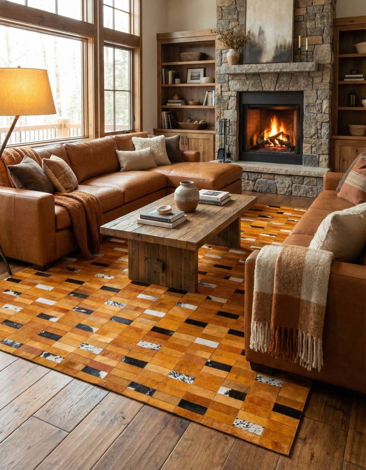 Detail image of 8' x 9' 11 Cowhide - Patchwork Rug