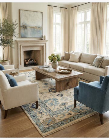 7' 10 x 9' 9 Hand Knotted Oushak Rug