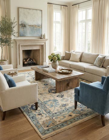 7' 10 x 9' 9 Hand Knotted Oushak Rug