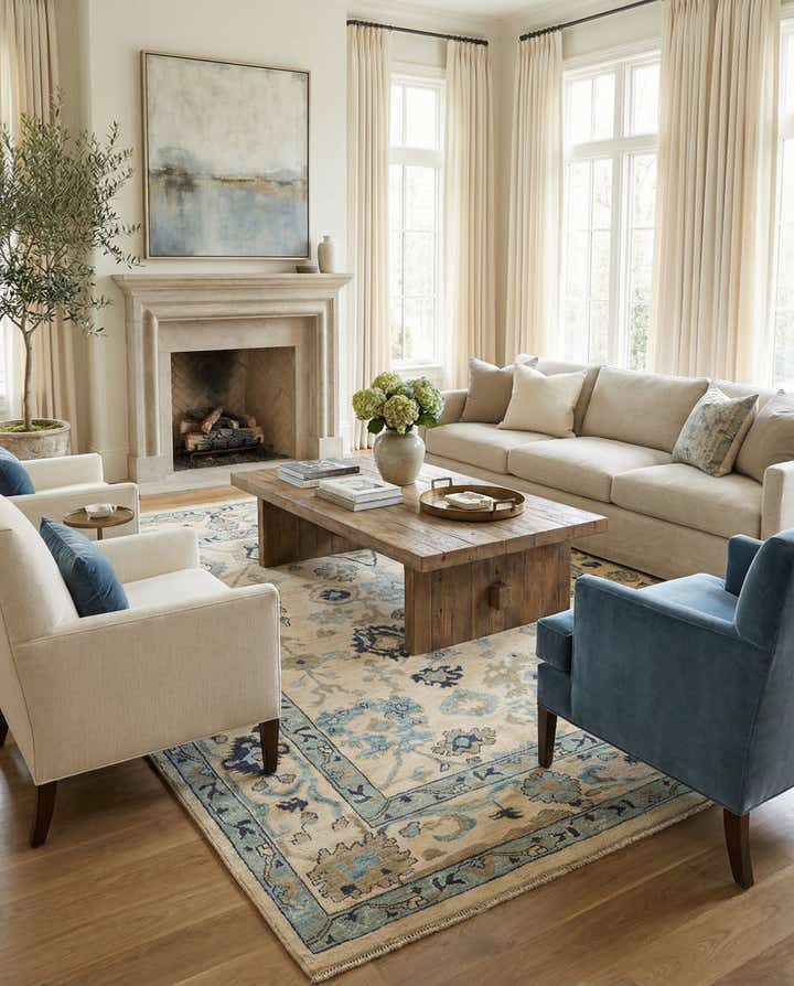 7' 10 x 9' 9 Hand Knotted Oushak Rug