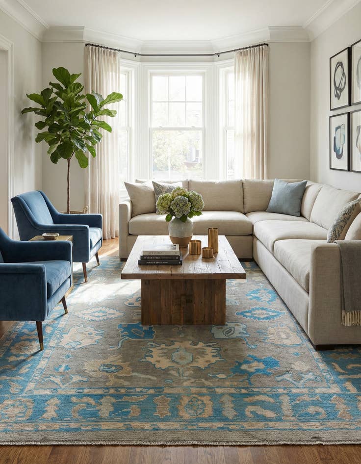 Detail image of 8' 3 x 9' 10  Hand Knotted Oushak Wool Rug