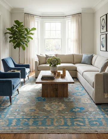 8' 3 x 9' 10 Hand Knotted Oushak Wool Rug