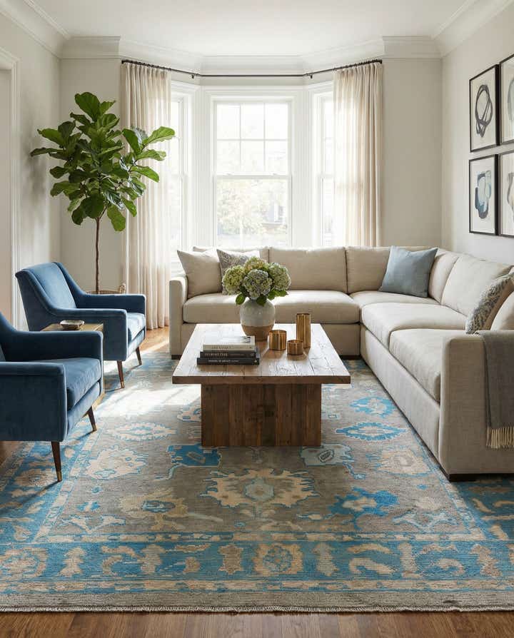 8' 3 x 9' 10 Hand Knotted Oushak Wool Rug