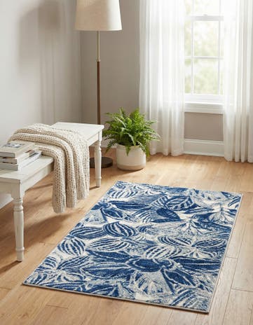 Navy Blue Blossom Rug