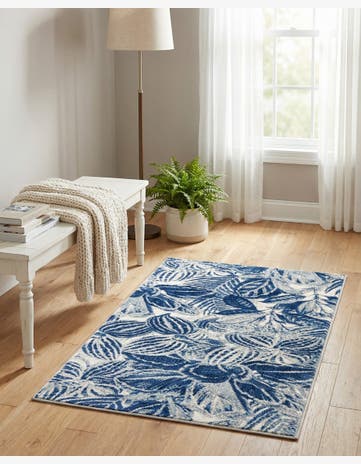 Navy Blue Blossom Rug