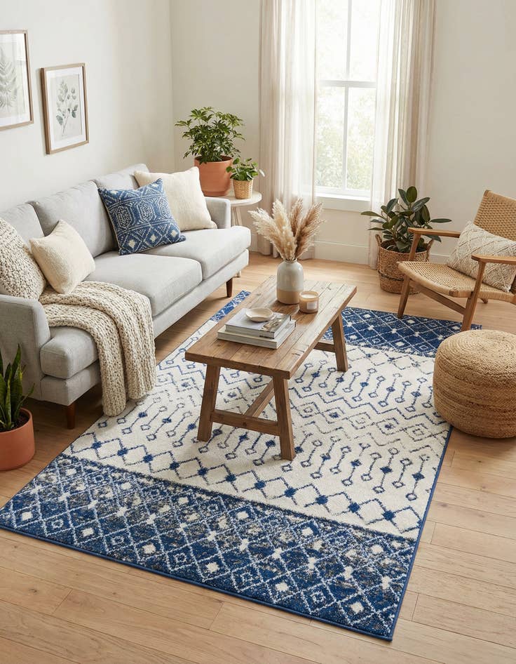 Detail image of  5' 3 x 8' Moroccan Trellis Rug