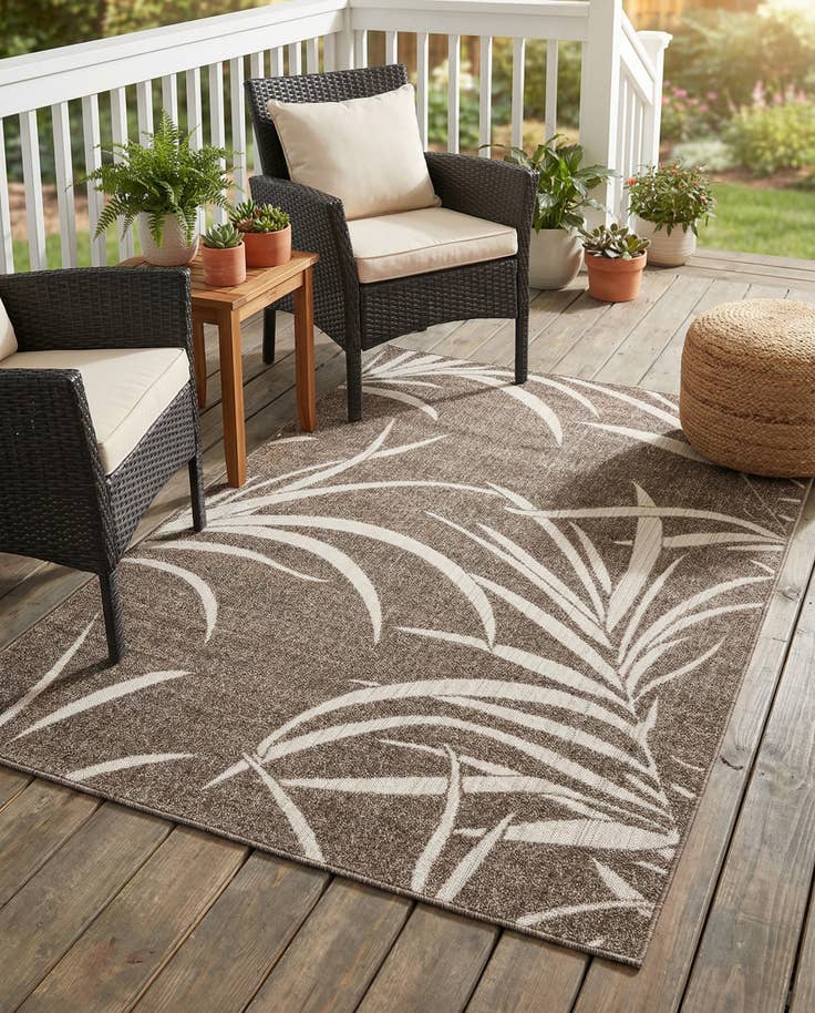 Detail image of 4' x 6' Easy-Clean Botanical Indoor / Outdoor Rug