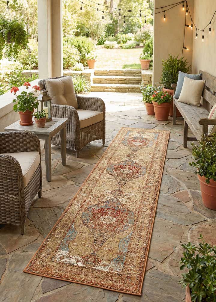 2' 7 x 12' Easy-Clean Traditional Indoor / Outdoor Runner Rug