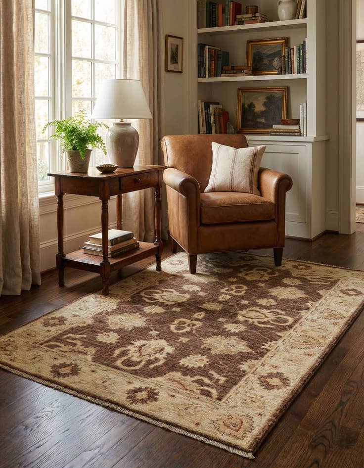 Detail image of 3' 4 x 4' 10  Hand Knotted Peshawar Ziegler Rug