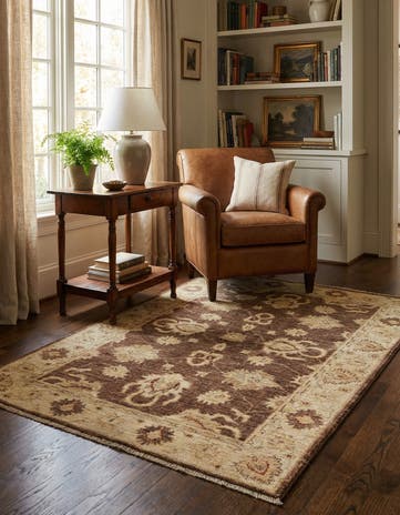 3' 4 x 4' 10 Hand Knotted Peshawar Ziegler Rug