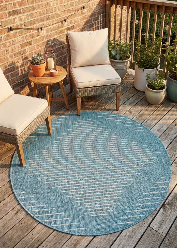 4' x 4' Easy-Clean Modern Indoor / Outdoor Round Rug
