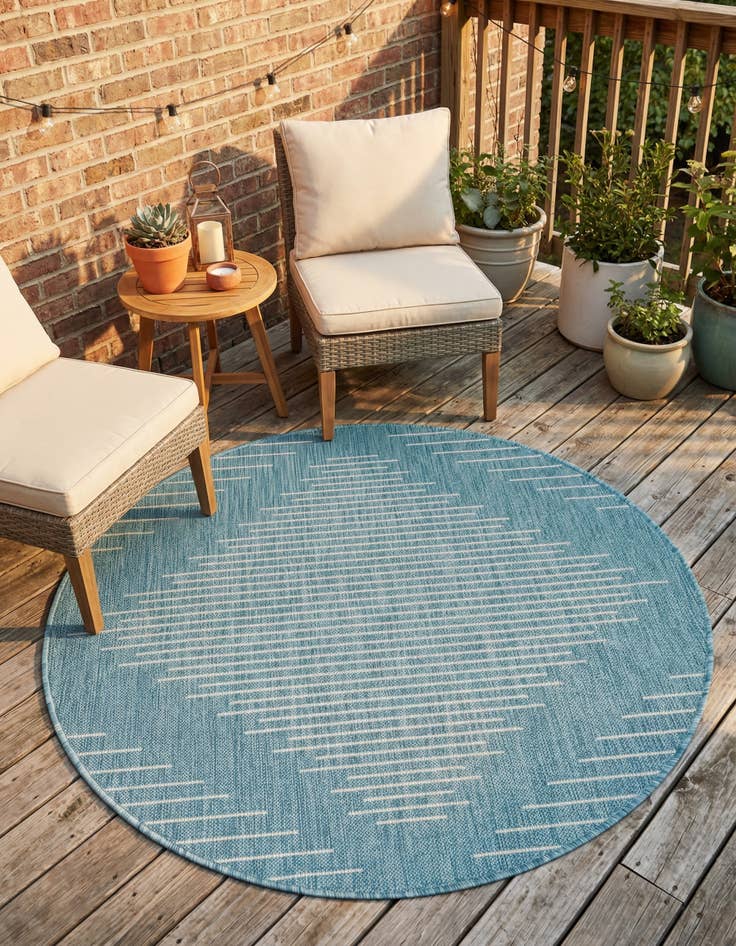 Detail image of 4' x 4' Easy-Clean Modern Indoor / Outdoor Round Rug
