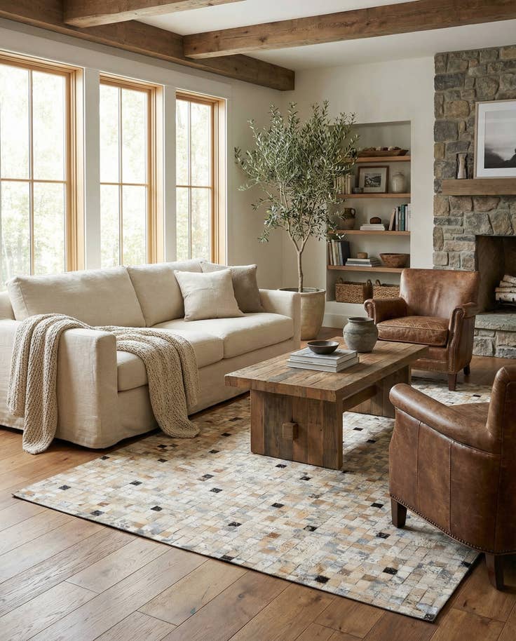 Detail image of 5' 4 x 7' 6 Cowhide Stocks Rug