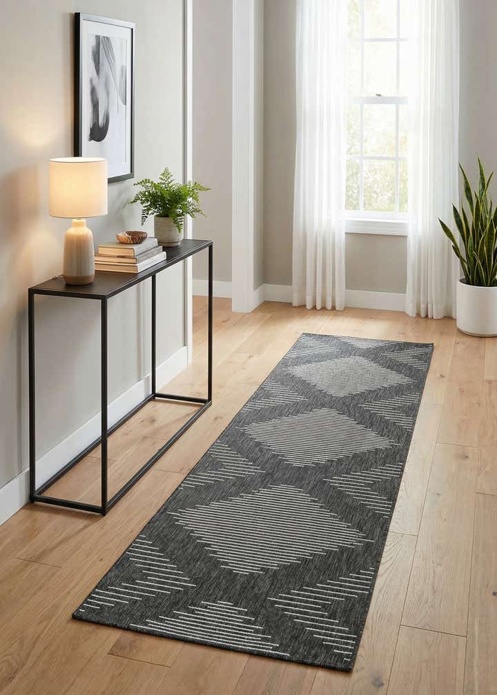 3' 3 x 12' Easy-Clean Modern Indoor / Outdoor Runner Rug