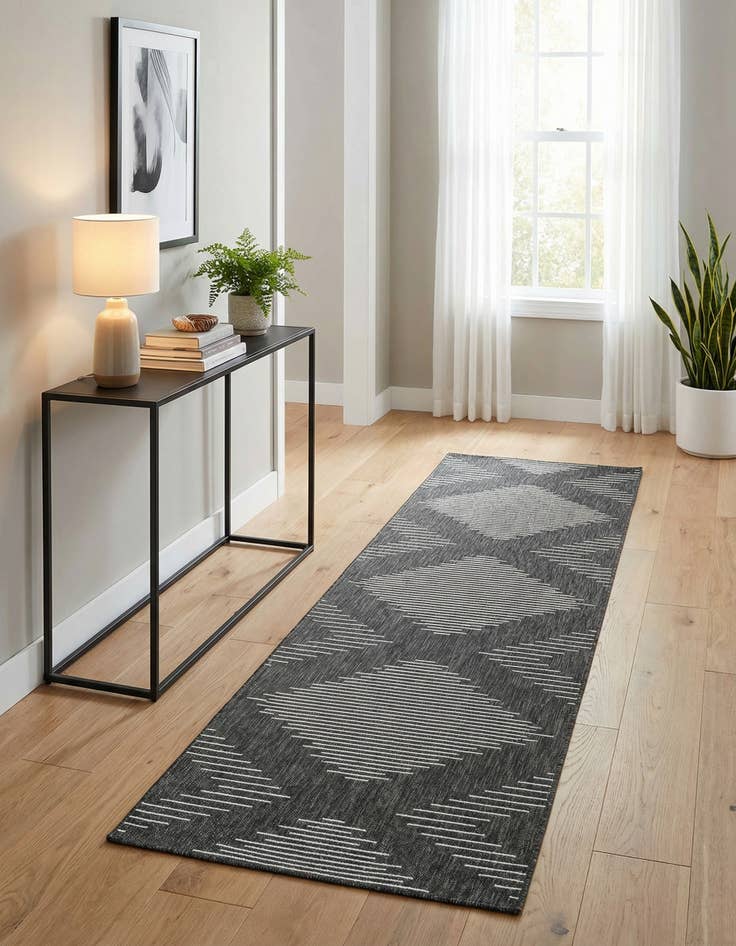 Detail image of 3' 3 x 12'  Washable Modern Indoor / Outdoor Runner Rug