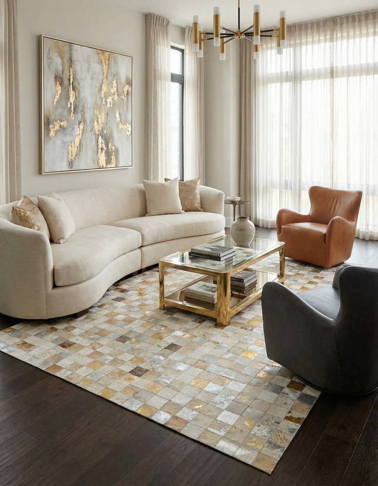 Detail image of 7' 11 x 9' 10 Cowhide - Patchwork Rug