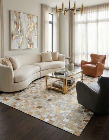 7' 11 x 9' 10 Cowhide - Patchwork Rug