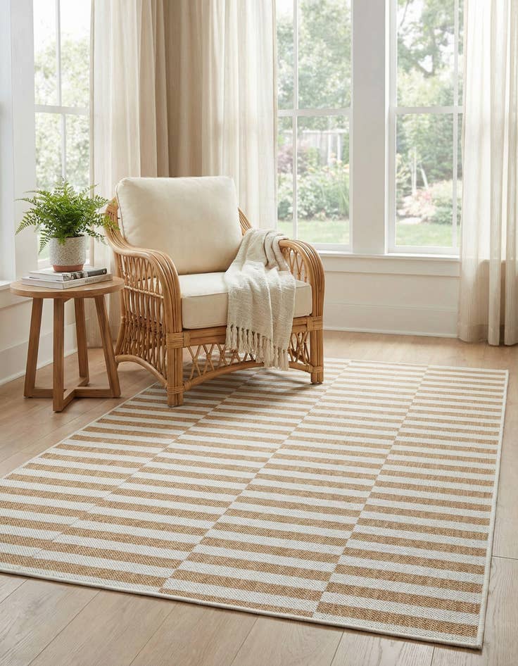 Detail image of 4' x 6' Easy-Clean Striped Indoor / Outdoor Rug