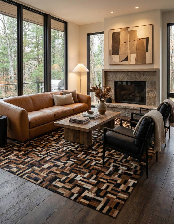 Detail image of  4' 11 x 7' 11 Cowhide - Patchwork Rug