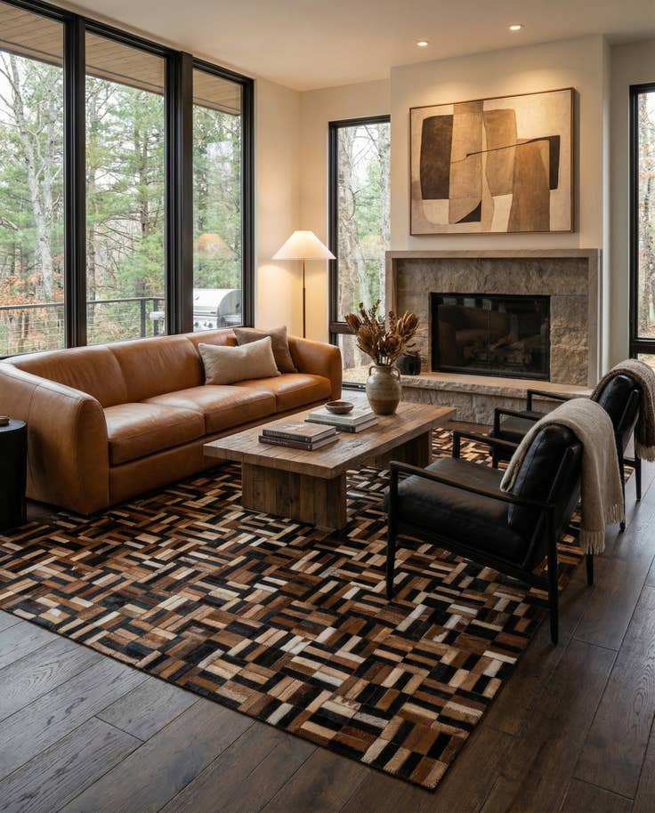 Detail image of 4' 11 x 7' 11 Cowhide - Patchwork Rug