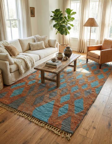 6' 8 x 9' 9 Hand Knotted Moroccan Wool Rug