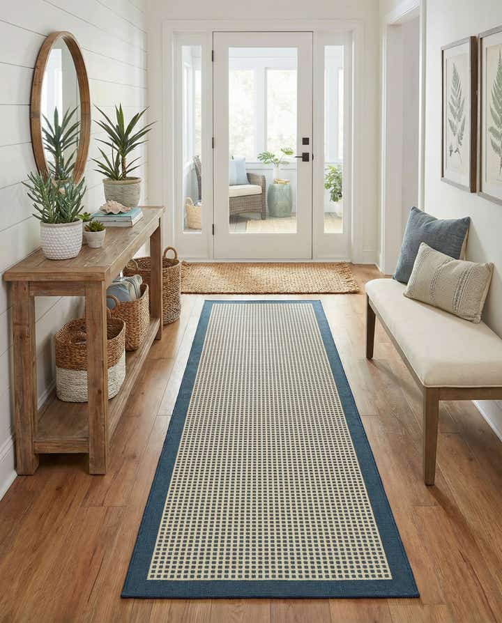 2' 7 x 10' Easy-Clean Border Indoor / Outdoor Runner Rug