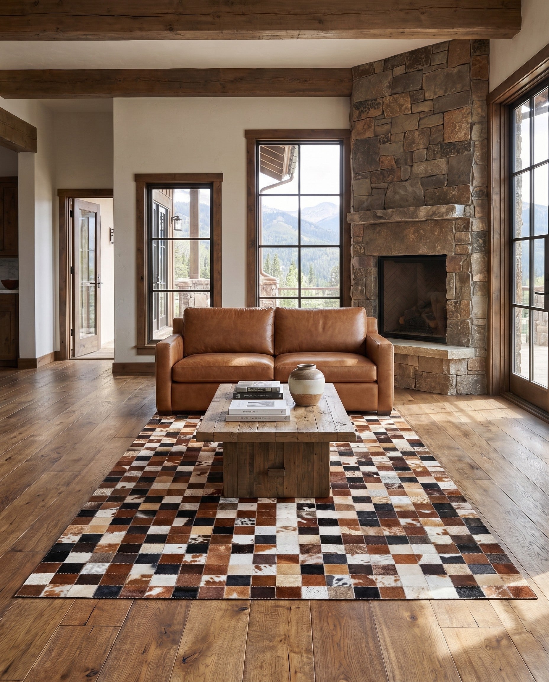 5' x 8' Cowhide Leather Rug