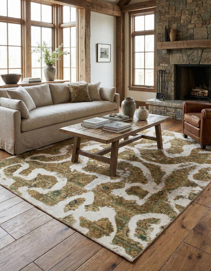 Detail image of 6' 10 x 7' 7  Hand Knotted Ultra Vintage Persian Wool Square Rug