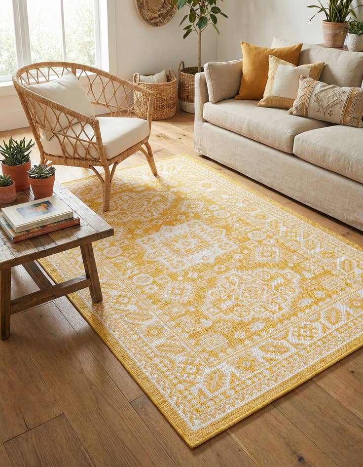 Detail image of 3' x 5' 3  Washable Aztec Indoor / Outdoor Rug