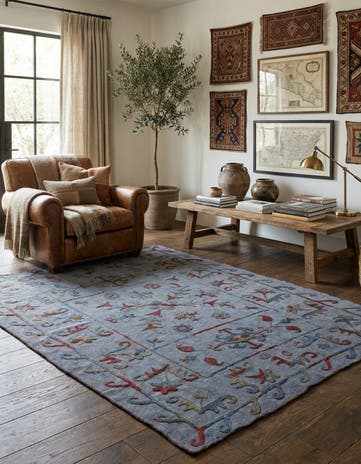 5' 7 x 7' 4 Hand Woven Kilim Suzani Wool Rug