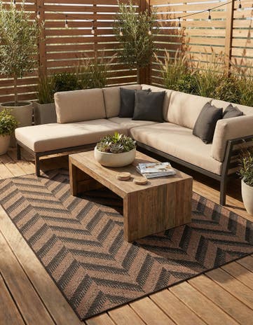 Brown Easy-Clean Modern Indoor / Outdoor Rug