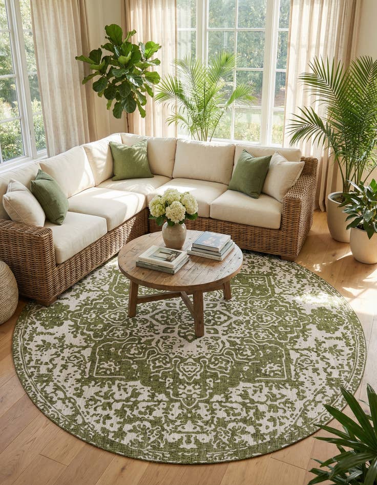 Detail image of 13' x 13' Easy-Clean Jill Zarin Dubai Indoor / Outdoor Round Rug