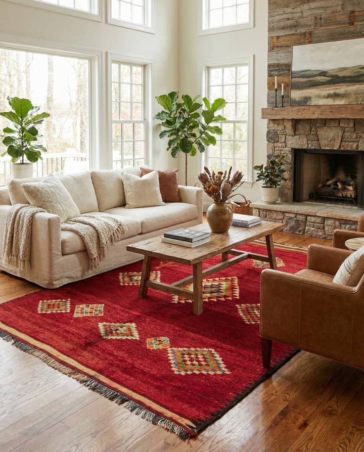 Detail image of 5' 9 x 9' 4 Hand Knotted Moroccan Wool Rug