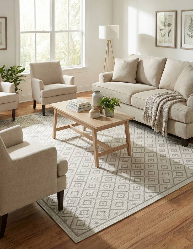 Detail image of 9' x 12'  Washable Trellis Indoor / Outdoor Rug