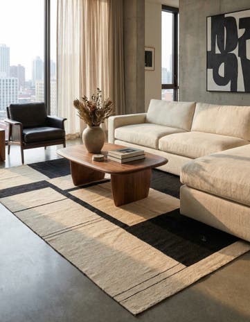 6' 4 x 9' 8 Hand Woven Kilim Modern Wool Rug